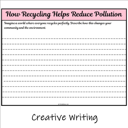 How Recycling Helps Reduce Pollution | Main Idea and Supporting Details Reading Passage and Questions