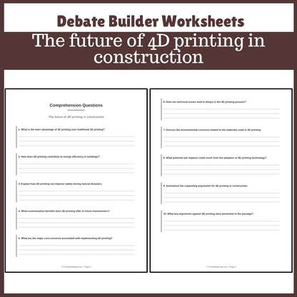 The future of 4D printing in construction | Favour and Against Worksheet Printable Activity