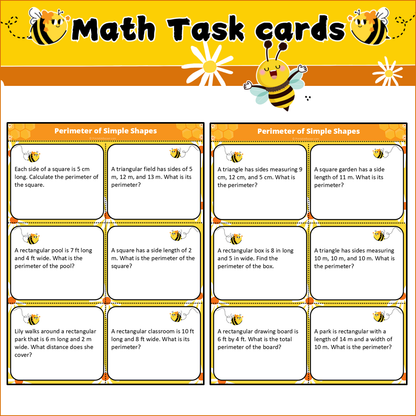 Perimeter of Simple Shapes | Math Task Cards