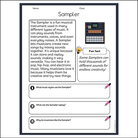 Sampler | Reading Passage Comprehension Questions Writing Facts Worksheet