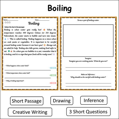 Boiling | Short Reading Comprehension Creative Worksheet