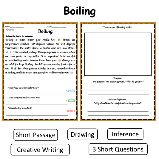 Boiling | Short Reading Comprehension Creative Worksheet