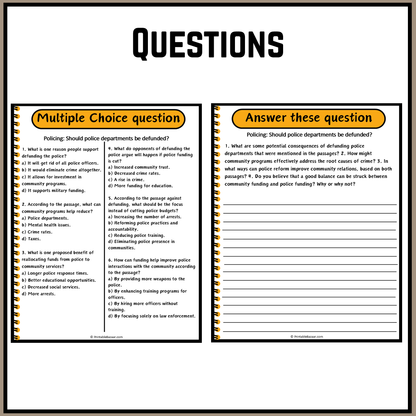 Policing: Should police departments be defunded? | Debate Case Study Worksheet