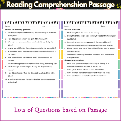 The Roaring 20's | Reading Comprehension Passage and Questions