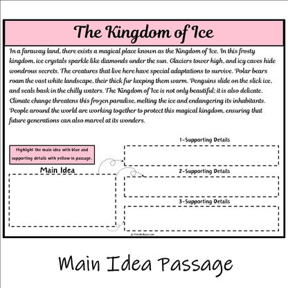 The Kingdom of Ice | Main Idea and Supporting Details Reading Passage and Questions