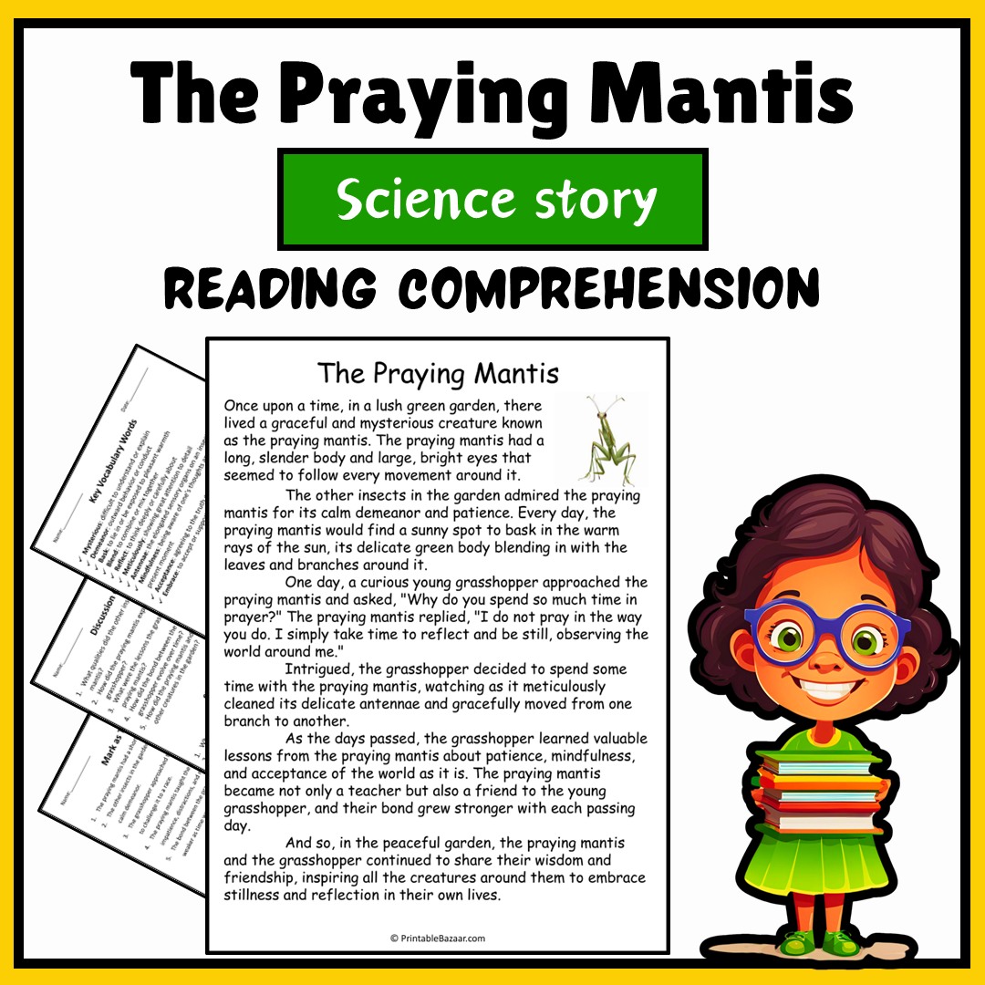 The Praying Mantis | Science Story Reading Comprehension Activity