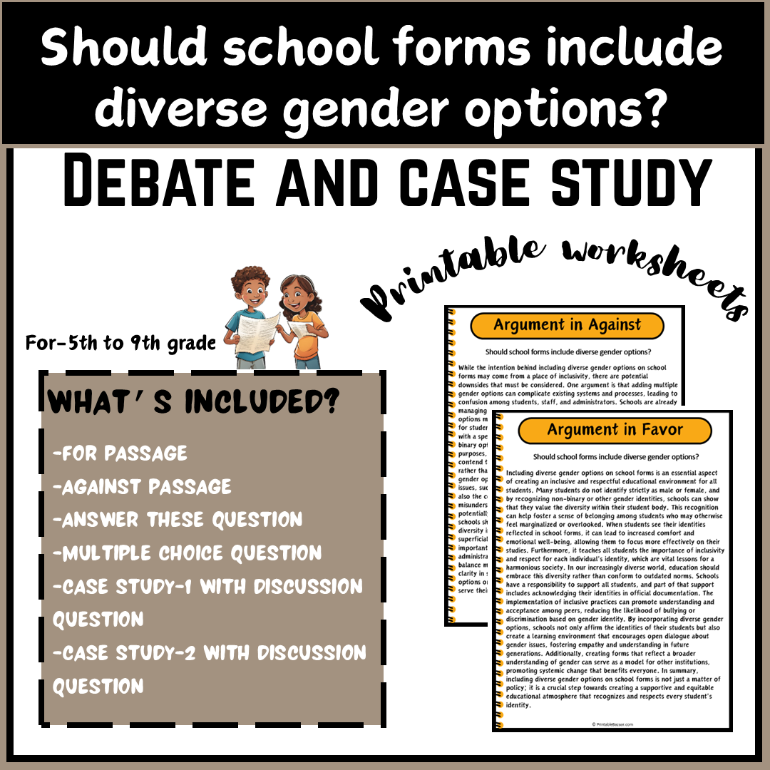 Should school forms include diverse gender options? | Debate Case Study Worksheet