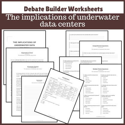 The implications of underwater data centers | Favour and Against Worksheet Printable Activity