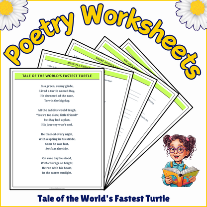 Tale of the World's Fastest Turtle | Poem Grammar Worksheet Printable Activity