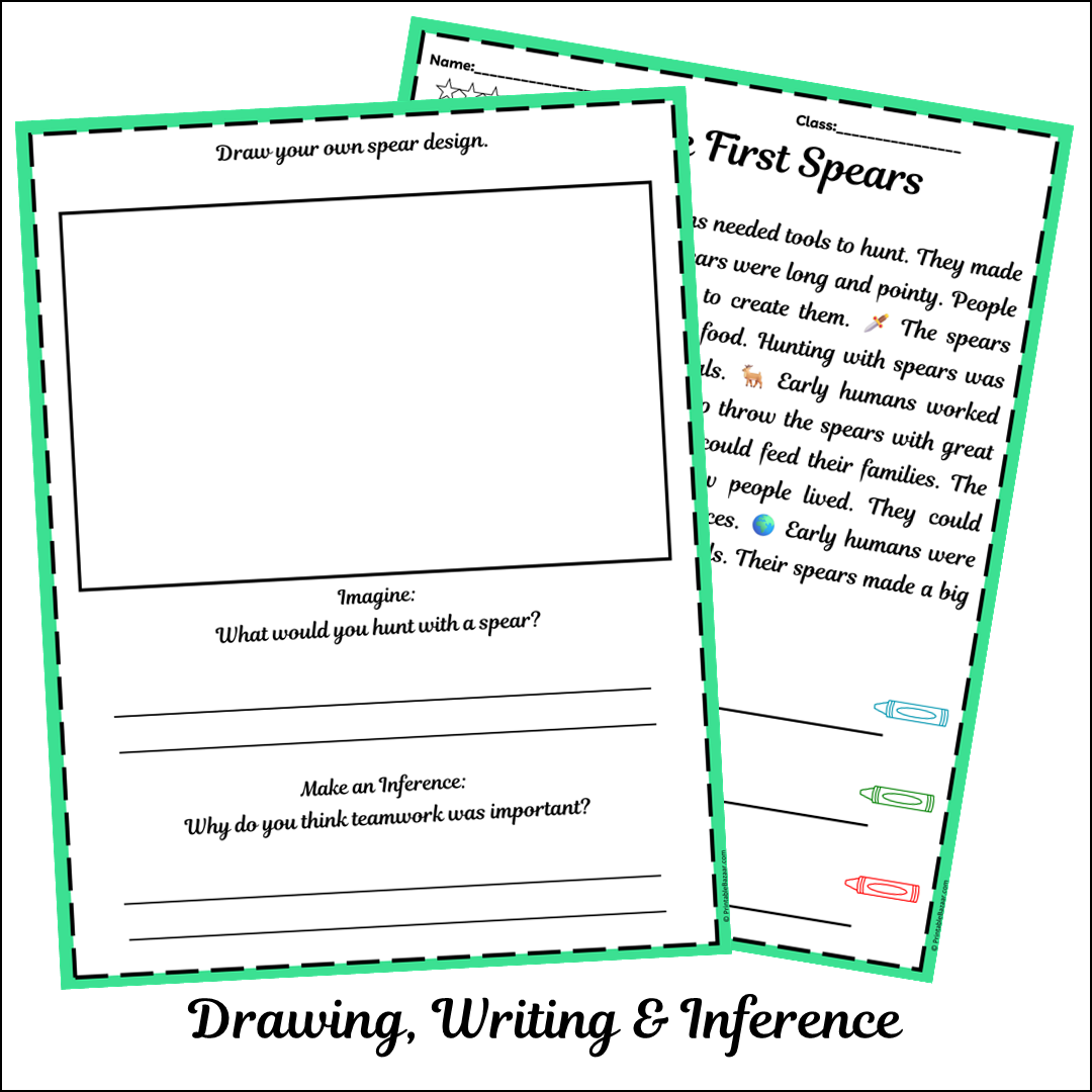 The First Spears | Short Reading Comprehension Creative Worksheet