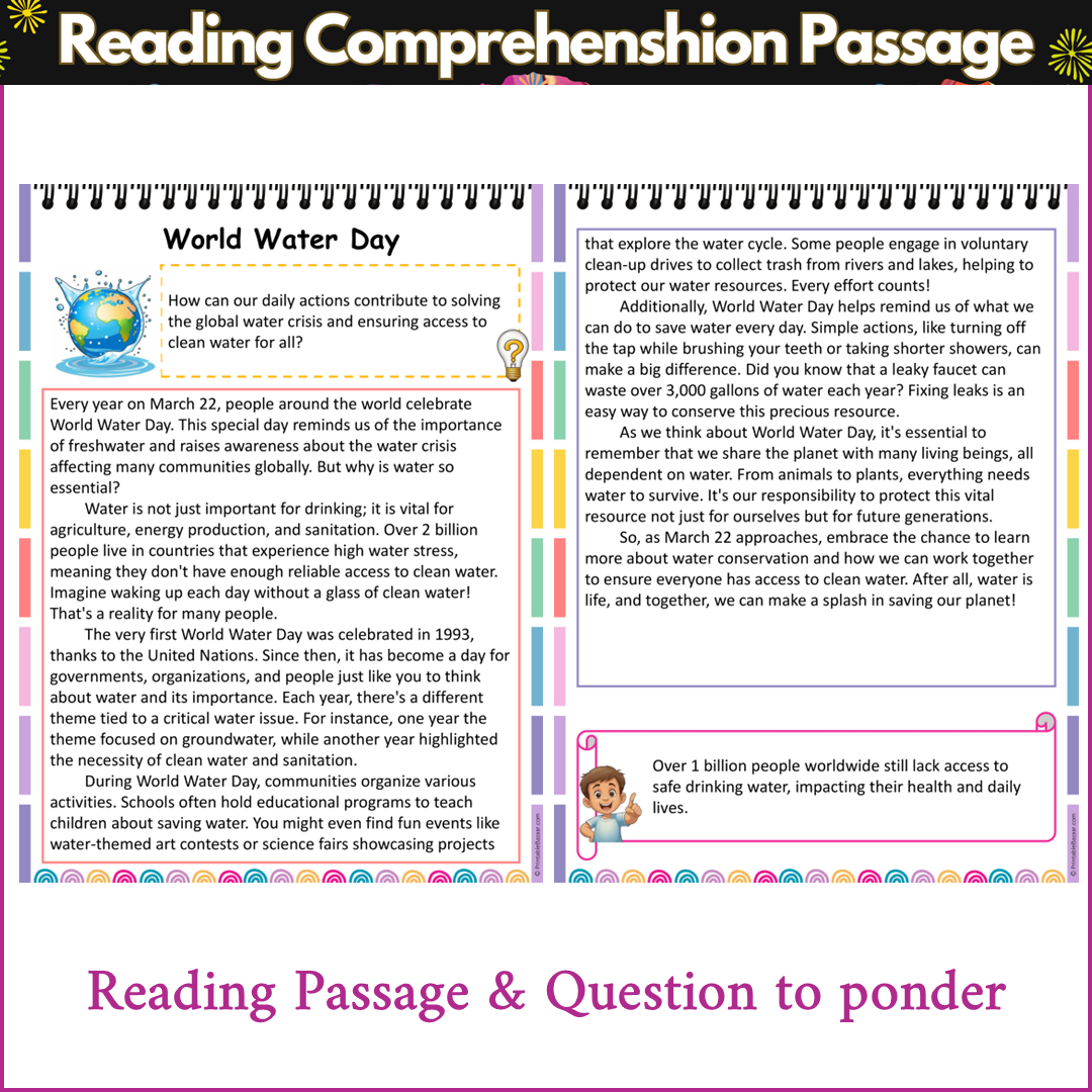 World Water Day | Reading Comprehension Passage and Questions