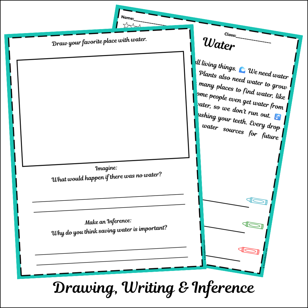 Water | Short Reading Comprehension Creative Worksheet