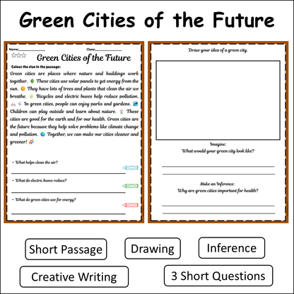Green Cities of the Future | Short Reading Comprehension Creative Worksheet