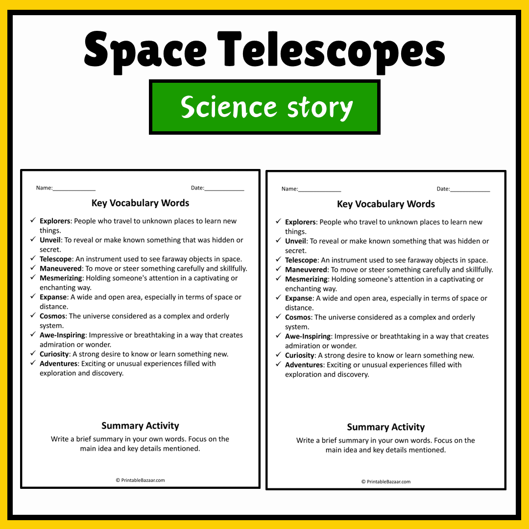 Space Telescopes | Science Story Reading Comprehension Activity