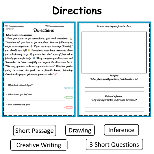 Directions | Short Reading Comprehension Creative Worksheet