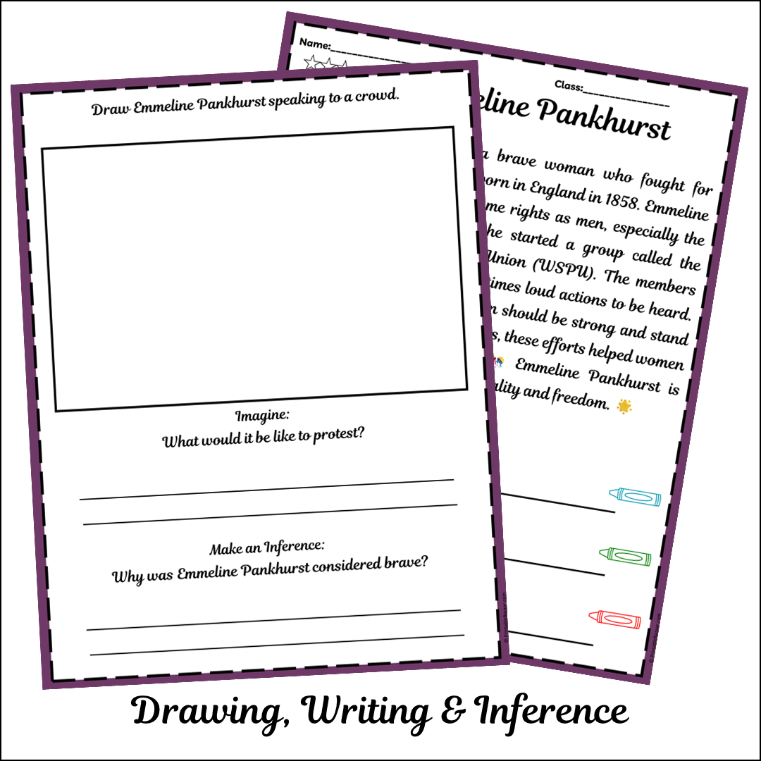 Emmeline Pankhurst | Short Reading Comprehension Creative Worksheet