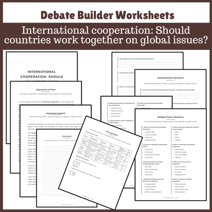 International cooperation: Should countries work together on global issues? | Favour and Against Worksheet Printable Activity