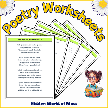 Hidden World of Moss | Poem Grammar Worksheet Printable Activity