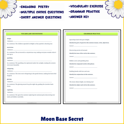 Moon Base Secret | Poem Grammar Worksheet Printable Activity