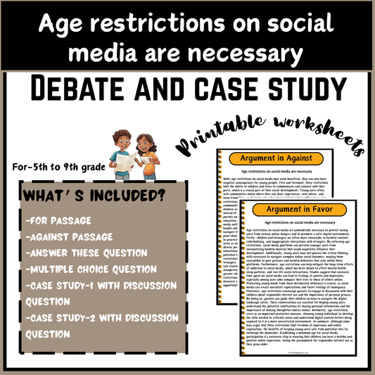 Age restrictions on social media are necessary | Debate Case Study Worksheet