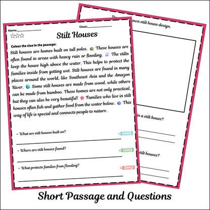 Stilt Houses | Short Reading Comprehension Creative Worksheet