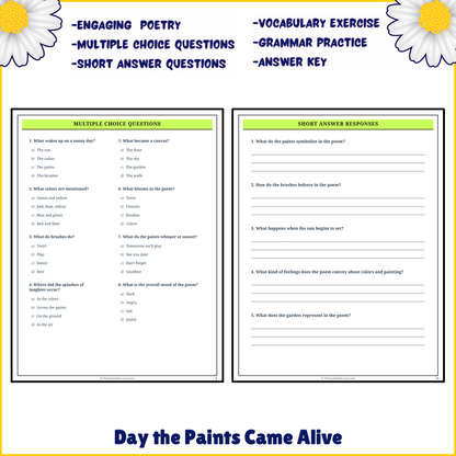 Day the Paints Came Alive | Poem Grammar Worksheet Printable Activity