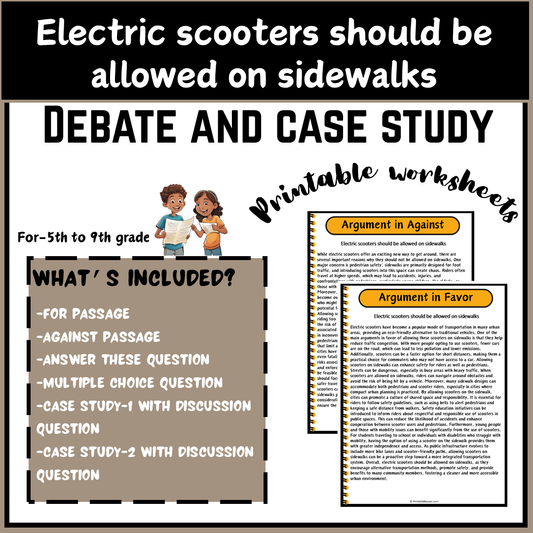 Electric scooters should be allowed on sidewalks | Debate Case Study Worksheet