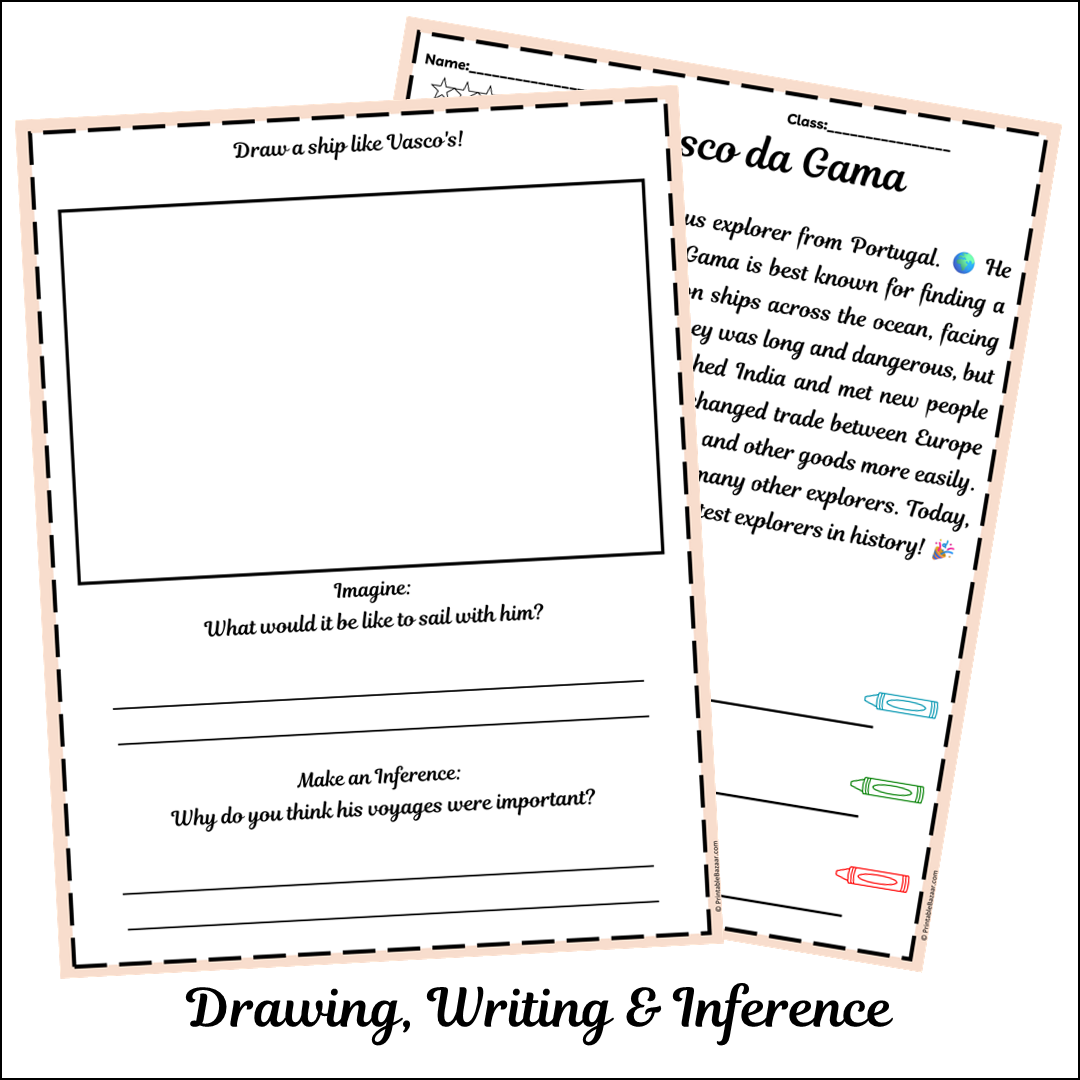 Vasco da Gama | Short Reading Comprehension Creative Worksheet