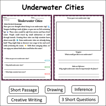 Underwater Cities | Short Reading Comprehension Creative Worksheet