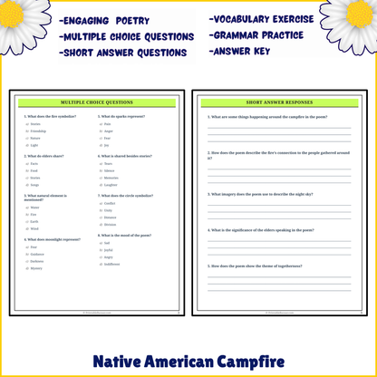 Native American Campfire | Poem Grammar Worksheet Printable Activity