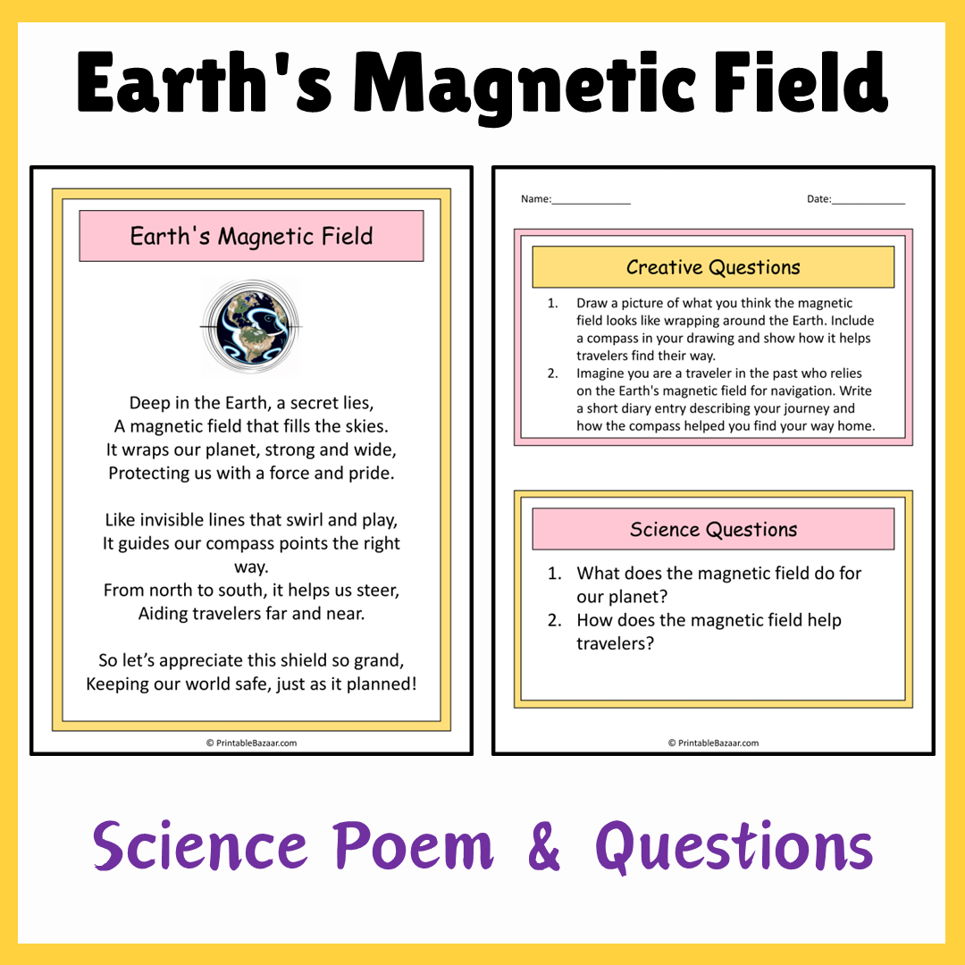 Earth's Magnetic Field | Science Poem Reading Comprehension Activity