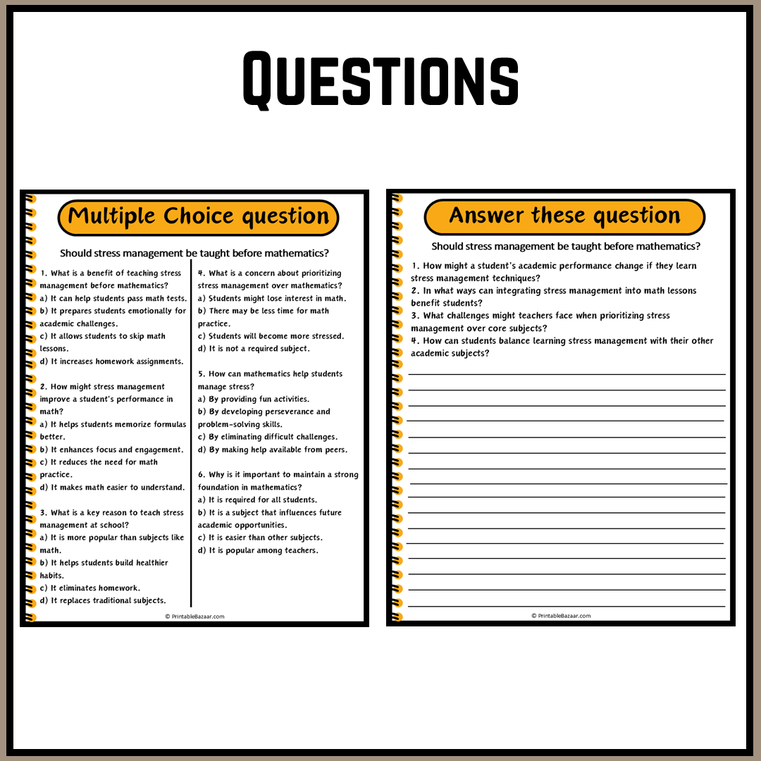 Should stress management be taught before mathematics? | Debate Case Study Worksheet