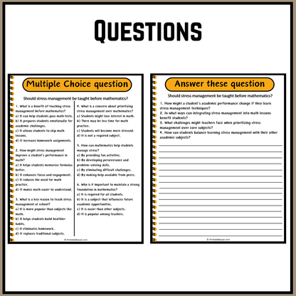 Should stress management be taught before mathematics? | Debate Case Study Worksheet