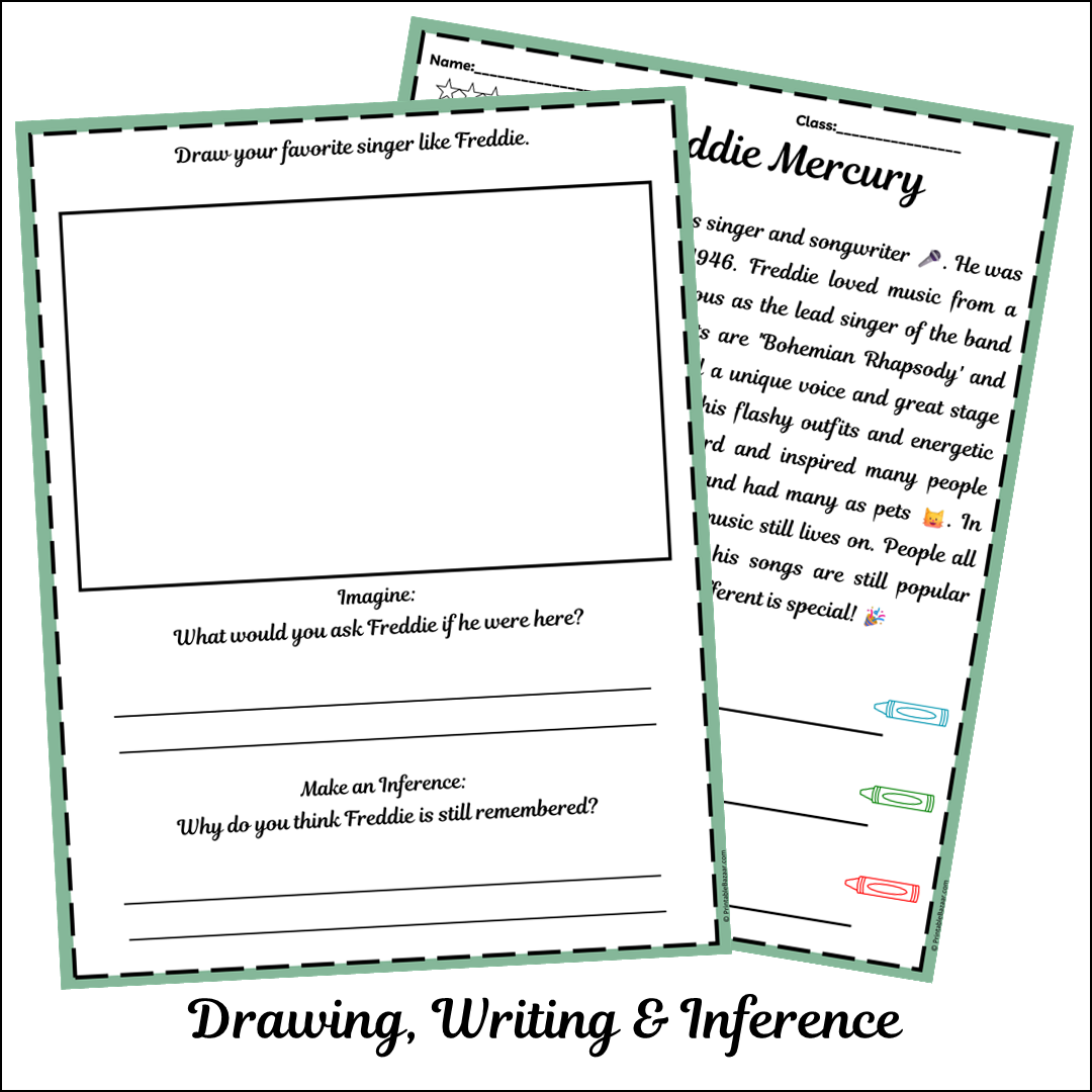 Freddie Mercury | Short Reading Comprehension Creative Worksheet