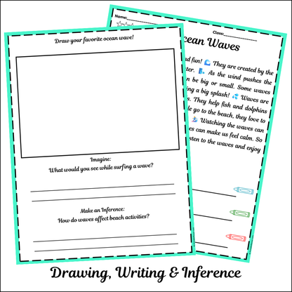Ocean Waves | Short Reading Comprehension Creative Worksheet