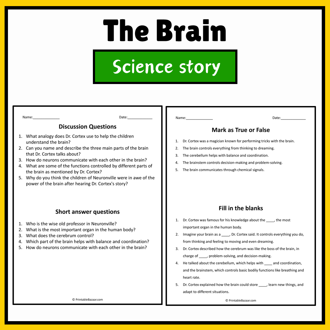 The Brain | Science Story Reading Comprehension Activity