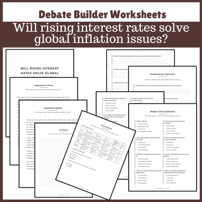 Will rising interest rates solve global inflation issues? | Favour and Against Worksheet Printable Activity