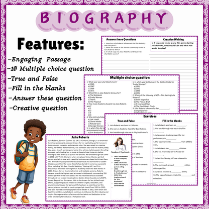 Julia Roberts | Biography Reading Comprehension and Questions Worksheet