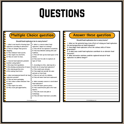 Should food replicators be in every home? | Debate Case Study Worksheet