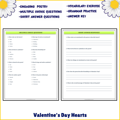 Valentine's Day Hearts | Poem Grammar Worksheet Printable Activity