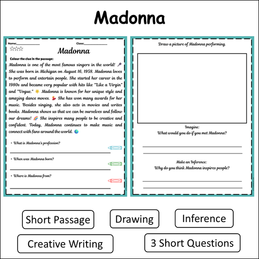 Madonna | Short Reading Comprehension Creative Worksheet