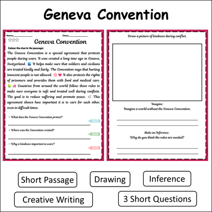 Geneva Convention | Short Reading Comprehension Creative Worksheet