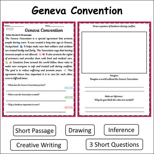 Geneva Convention | Short Reading Comprehension Creative Worksheet