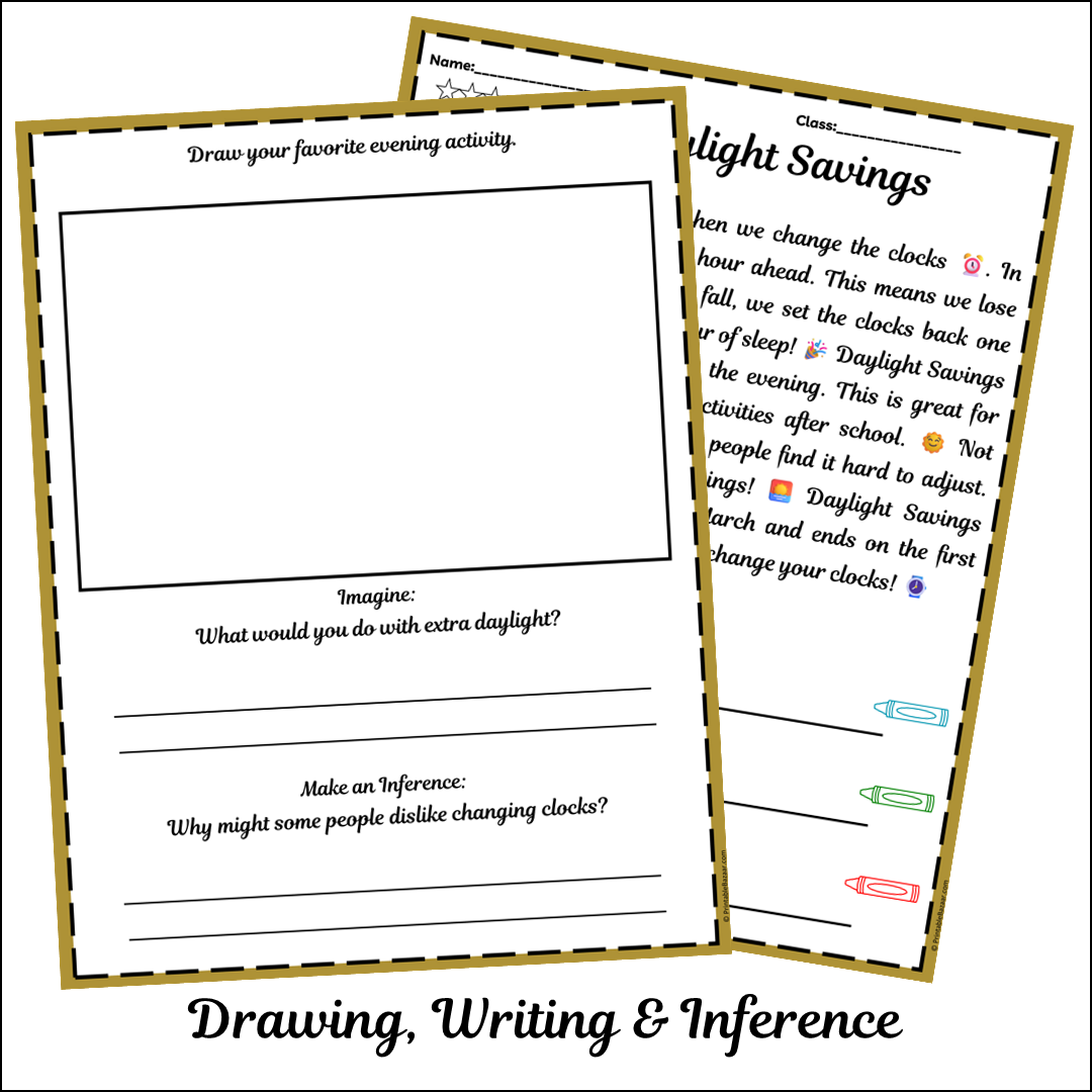 Daylight Savings | Short Reading Comprehension Creative Worksheet