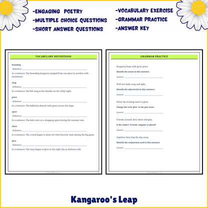 Kangaroo's Leap | Poem Grammar Worksheet Printable Activity