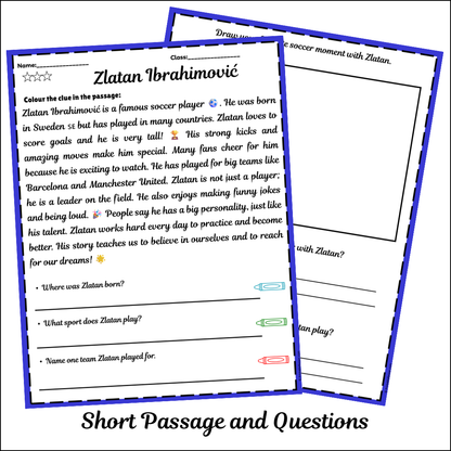 Zlatan Ibrahimović | Short Reading Comprehension Creative Worksheet