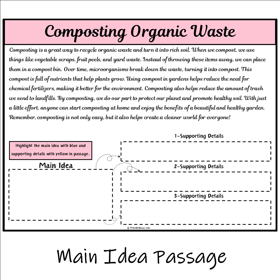 Composting Organic Waste | Main Idea and Supporting Details Reading Passage and Questions