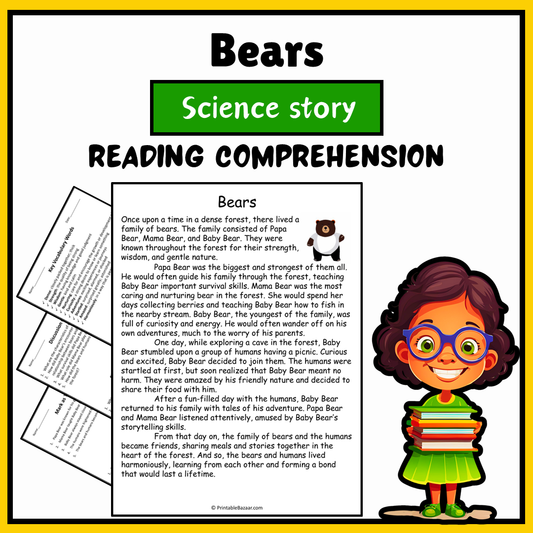 Bears | Science Story Reading Comprehension Activity