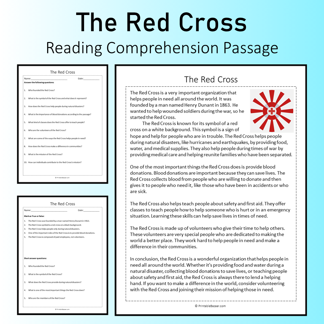 The Red Cross | Reading Comprehension Passage Printable Worksheet