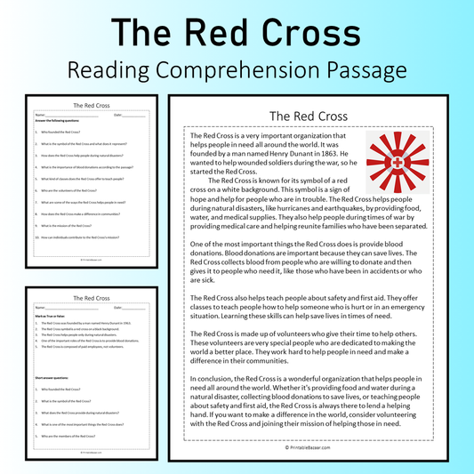 The Red Cross | Reading Comprehension Passage Printable Worksheet